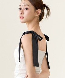 ノンワイヤーなのに盛れる！肩リボンカップ付きトップス《BRAmone Fashion Glamorous》
