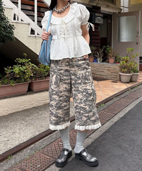 CIAOPANIC（チャオパニック）の「デジカモレースクロップドカーゴパンツ（その他パンツ・レディース・カーキ/ベージュ/ブラウン・ONE SIZE）」の13枚目の写真