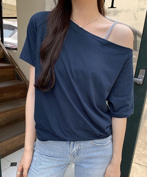 SallyLunn（サリーラン）の「2WAY ベーシックワンショルＴシャツ（Tシャツ/カットソー・レディース・ネイビー/ホワイト/ブルー/ブラック/グレー・MEDIUM/LARGE）」の17枚目の写真