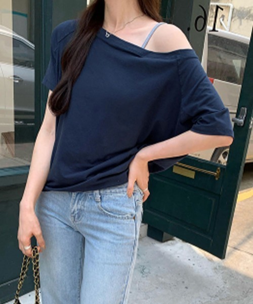 SallyLunn（サリーラン）の「2WAY ベーシックワンショルＴシャツ（Tシャツ/カットソー・レディース・ネイビー/ホワイト/ブルー/ブラック/グレー・MEDIUM/LARGE）」の18枚目の写真