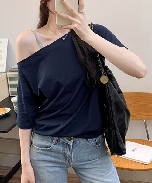 SallyLunn（サリーラン）の「2WAY ベーシックワンショルＴシャツ（Tシャツ/カットソー・レディース・ネイビー/ホワイト/ブルー/ブラック/グレー・MEDIUM/LARGE）」の20枚目の写真