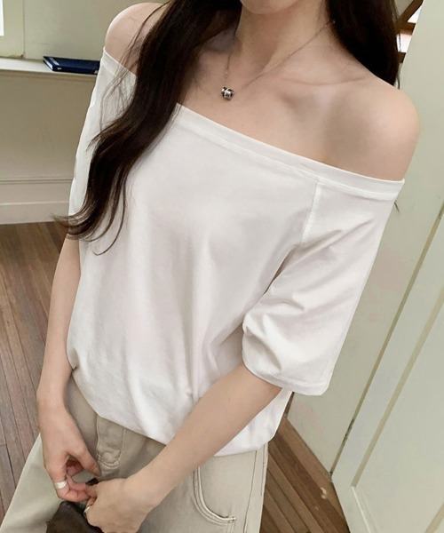 SallyLunn（サリーラン）の「2WAY ベーシックワンショルＴシャツ（Tシャツ/カットソー・レディース・ネイビー/ホワイト/ブルー/ブラック/グレー・MEDIUM/LARGE）」の7枚目の写真
