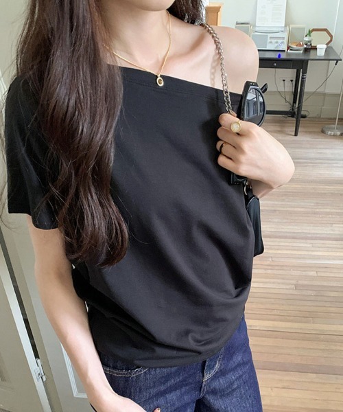 SallyLunn（サリーラン）の「2WAY ベーシックワンショルＴシャツ（Tシャツ/カットソー・レディース・ネイビー/ホワイト/ブルー/ブラック/グレー・MEDIUM/LARGE）」の9枚目の写真