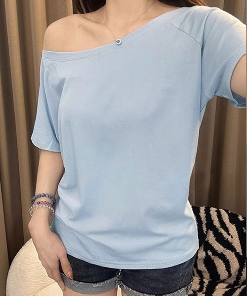 SallyLunn（サリーラン）の「2WAY ベーシックワンショルＴシャツ（Tシャツ/カットソー・レディース・ネイビー/ホワイト/ブルー/ブラック/グレー・MEDIUM/LARGE）」の22枚目の写真