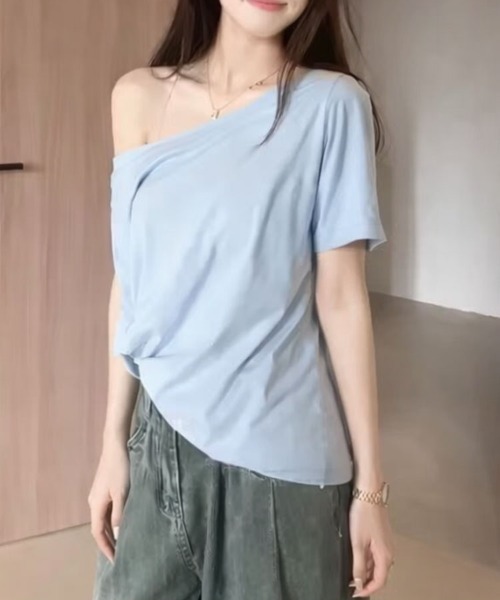SallyLunn（サリーラン）の「2WAY ベーシックワンショルＴシャツ（Tシャツ/カットソー・レディース・ネイビー/ホワイト/ブルー/ブラック/グレー・MEDIUM/LARGE）」の21枚目の写真