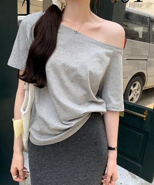 SallyLunn（サリーラン）の「2WAY ベーシックワンショルＴシャツ（Tシャツ/カットソー・レディース・ネイビー/ホワイト/ブルー/ブラック/グレー・MEDIUM/LARGE）」の12枚目の写真
