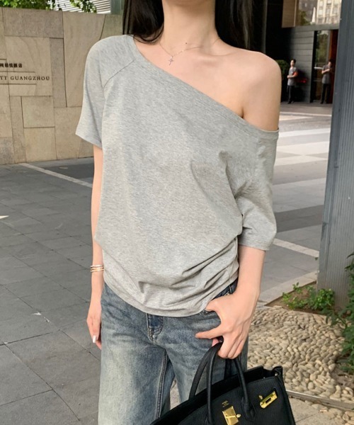 SallyLunn（サリーラン）の「2WAY ベーシックワンショルＴシャツ（Tシャツ/カットソー・レディース・ネイビー/ホワイト/ブルー/ブラック/グレー・MEDIUM/LARGE）」の15枚目の写真