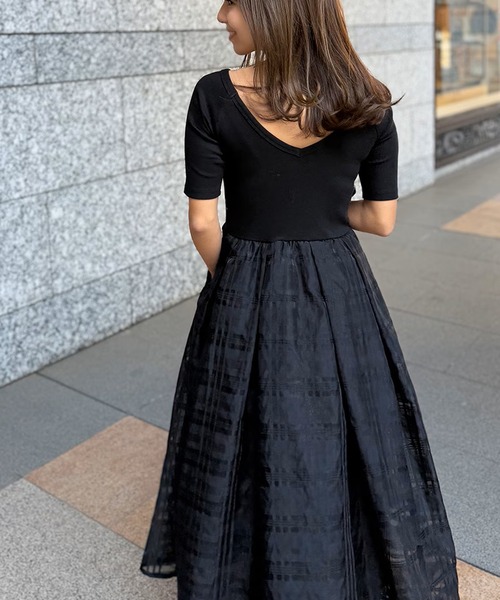 ST.ROONEY(セントルーニー)の「リブトップシアーチェックワンピース【低身長・小柄女性向け】(ワンピース・レディース・ブラック/ブルーグレー/ホワイト・XS)」の19枚目の写真