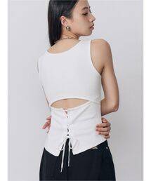 MURUA | カップ付きバックレースアップテレコタンク 夏服(タンクトップ)