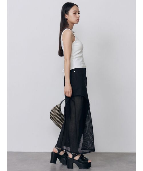 MURUA(ムルーア)の「カップ付きバックレースアップテレコタンク 夏服(タンクトップ・レディース・カーキ/ブラック/ホワイト/マスタード・FREE)」の10枚目の写真