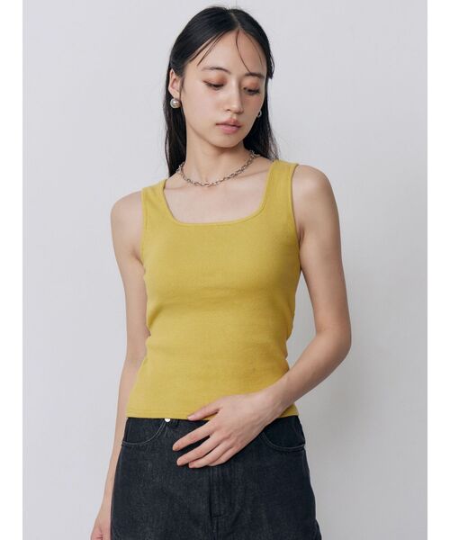 MURUA(ムルーア)の「カップ付きバックレースアップテレコタンク 夏服(タンクトップ・レディース・カーキ/ブラック/ホワイト/マスタード・FREE)」の12枚目の写真