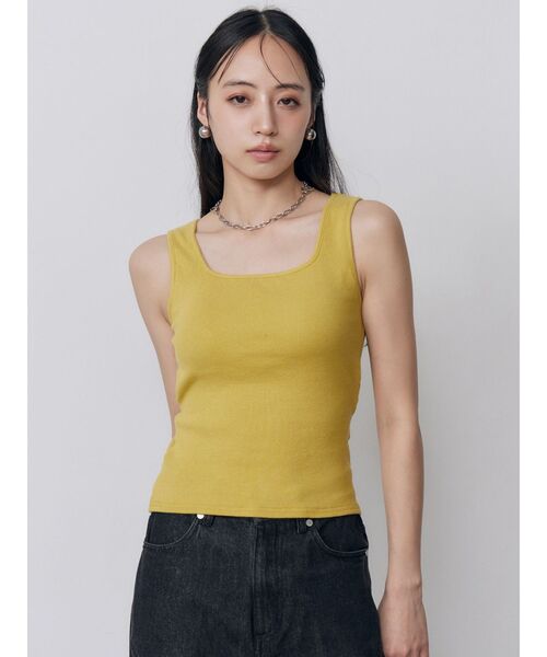 MURUA(ムルーア)の「カップ付きバックレースアップテレコタンク 夏服(タンクトップ・レディース・カーキ/ブラック/ホワイト/マスタード・FREE)」の13枚目の写真