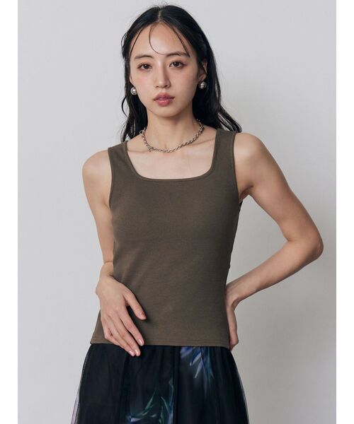 MURUA(ムルーア)の「カップ付きバックレースアップテレコタンク 夏服(タンクトップ・レディース・カーキ/ブラック/ホワイト/マスタード・FREE)」の20枚目の写真