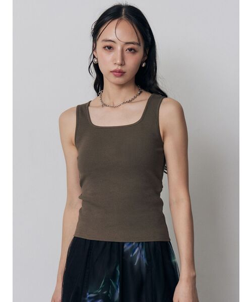 MURUA(ムルーア)の「カップ付きバックレースアップテレコタンク 夏服(タンクトップ・レディース・カーキ/ブラック/ホワイト/マスタード・FREE)」の21枚目の写真