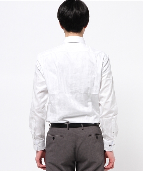 CROWDED CLOSET(クラウデッドクローゼット)の「ビジネスシャツ【ワイシャツ】コットンアーガイルジャガードボタンダウンシャツ(シャツ/ブラウス・メンズ・ラベンダー/サックスブルー/ホワイト・SMALL/MEDIUM/LL/LARGE/XL)」の13枚目の写真