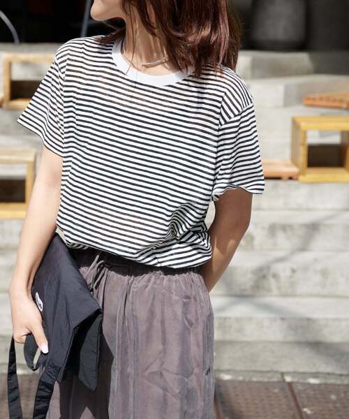 OUTDOOR PRODUCTS(アウトドアプロダクツ)の「シアースラブコットン エブリデイTEE(Tシャツ/カットソー・レディース・ネイビー/チャコールグレー/サックスブルー/ブラック/ブラウン/ホワイト・FREE)」の12枚目の写真