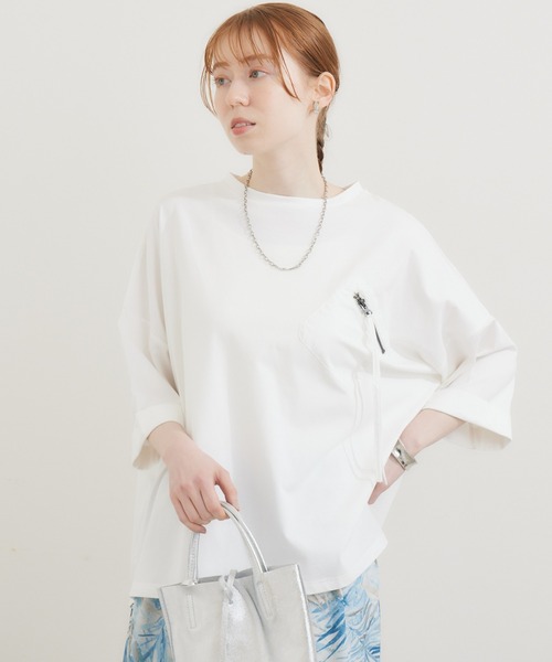 Paradise Picnic(パラダイスピクニック)の「33℃ 胸ポケットTシャツ(Tシャツ/カットソー・レディース・オレンジ/ホワイト/ブラック/カーキ・FREE)」の1枚目の写真