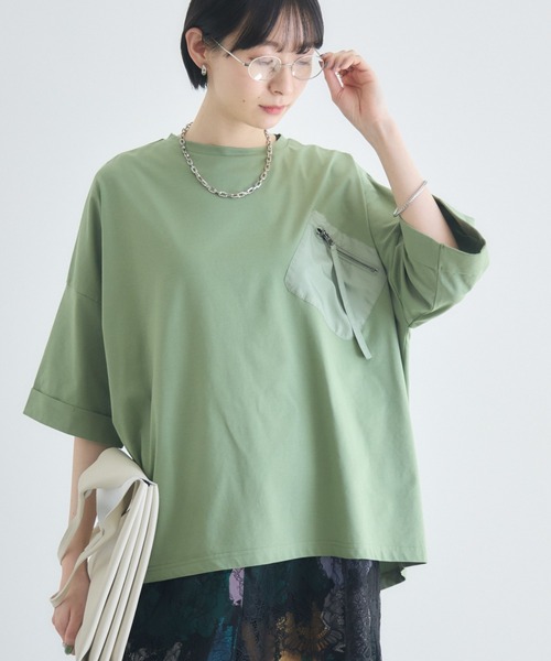 Paradise Picnic(パラダイスピクニック)の「33℃ 胸ポケットTシャツ(Tシャツ/カットソー・レディース・オレンジ/ホワイト/ブラック/カーキ・FREE)」の3枚目の写真