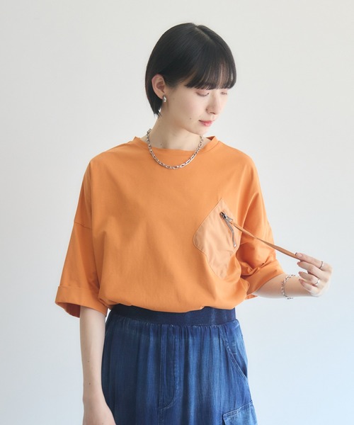 Paradise Picnic(パラダイスピクニック)の「33℃ 胸ポケットTシャツ(Tシャツ/カットソー・レディース・オレンジ/ホワイト/ブラック/カーキ・FREE)」の4枚目の写真