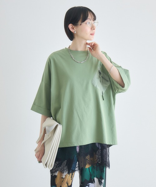 Paradise Picnic(パラダイスピクニック)の「33℃ 胸ポケットTシャツ(Tシャツ/カットソー・レディース・オレンジ/ホワイト/ブラック/カーキ・FREE)」の11枚目の写真