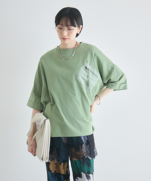 Paradise Picnic(パラダイスピクニック)の「33℃ 胸ポケットTシャツ(Tシャツ/カットソー・レディース・オレンジ/ホワイト/ブラック/カーキ・FREE)」の12枚目の写真