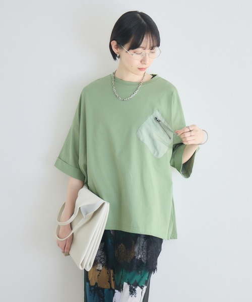Paradise Picnic(パラダイスピクニック)の「33℃ 胸ポケットTシャツ(Tシャツ/カットソー・レディース・オレンジ/ホワイト/ブラック/カーキ・FREE)」の13枚目の写真