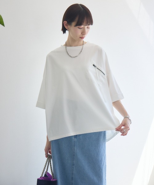 Paradise Picnic(パラダイスピクニック)の「33℃ 胸ポケットTシャツ(Tシャツ/カットソー・レディース・オレンジ/ホワイト/ブラック/カーキ・FREE)」の5枚目の写真
