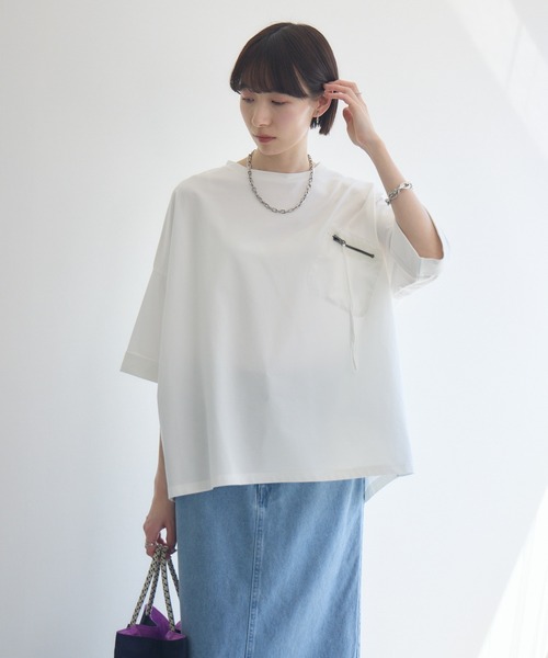 Paradise Picnic(パラダイスピクニック)の「33℃ 胸ポケットTシャツ(Tシャツ/カットソー・レディース・オレンジ/ホワイト/ブラック/カーキ・FREE)」の6枚目の写真