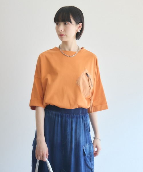 Paradise Picnic(パラダイスピクニック)の「33℃ 胸ポケットTシャツ(Tシャツ/カットソー・レディース・オレンジ/ホワイト/ブラック/カーキ・FREE)」の17枚目の写真