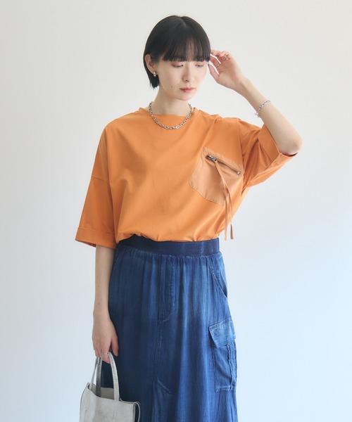 Paradise Picnic(パラダイスピクニック)の「33℃ 胸ポケットTシャツ(Tシャツ/カットソー・レディース・オレンジ/ホワイト/ブラック/カーキ・FREE)」の18枚目の写真