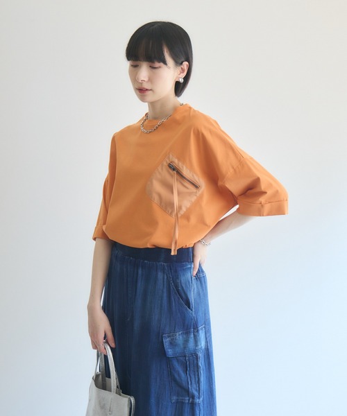 Paradise Picnic(パラダイスピクニック)の「33℃ 胸ポケットTシャツ(Tシャツ/カットソー・レディース・オレンジ/ホワイト/ブラック/カーキ・FREE)」の19枚目の写真