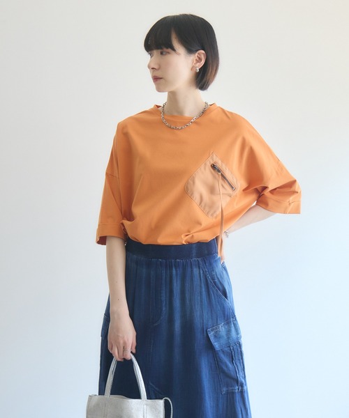 Paradise Picnic(パラダイスピクニック)の「33℃ 胸ポケットTシャツ(Tシャツ/カットソー・レディース・オレンジ/ホワイト/ブラック/カーキ・FREE)」の20枚目の写真