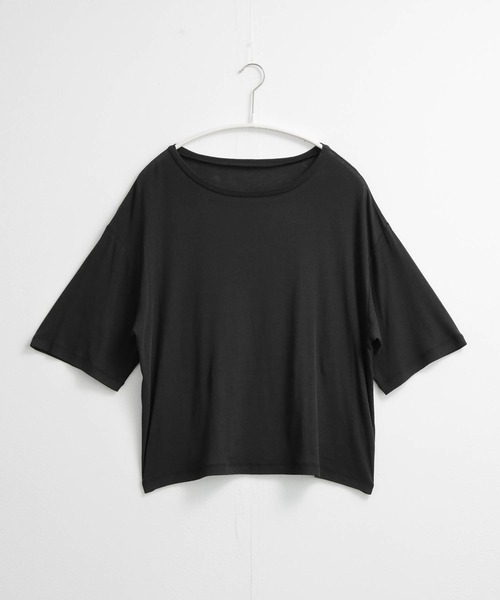 for/c(フォーシー)の「オーバーT【オーガニックコットン】(Tシャツ/カットソー・レディース・ブラック/オフホワイト/ブラウン・L/M)」の4枚目の写真
