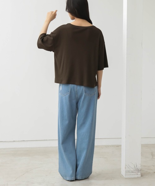 for/c(フォーシー)の「オーバーT【オーガニックコットン】(Tシャツ/カットソー・レディース・ブラック/オフホワイト/ブラウン・L/M)」の15枚目の写真