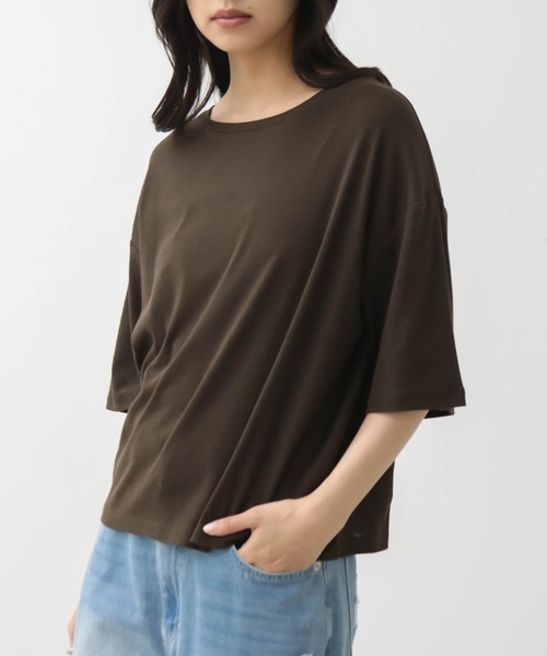 for/c(フォーシー)の「オーバーT【オーガニックコットン】(Tシャツ/カットソー・レディース・ブラック/オフホワイト/ブラウン・L/M)」の9枚目の写真