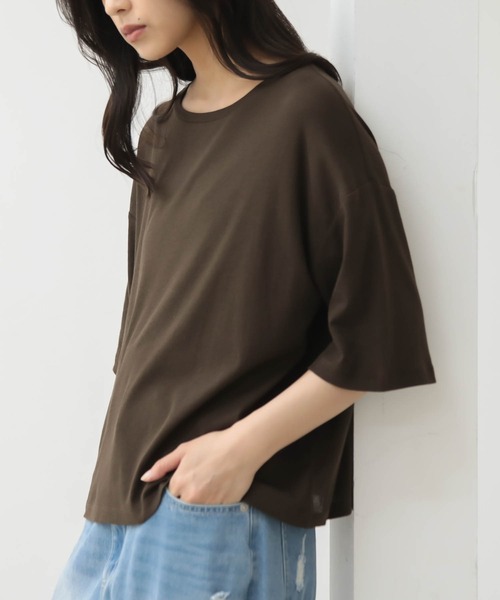for/c(フォーシー)の「オーバーT【オーガニックコットン】(Tシャツ/カットソー・レディース・ブラック/オフホワイト/ブラウン・L/M)」の10枚目の写真
