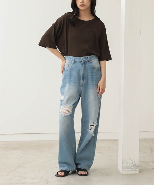 for/c(フォーシー)の「オーバーT【オーガニックコットン】(Tシャツ/カットソー・レディース・ブラック/オフホワイト/ブラウン・L/M)」の17枚目の写真