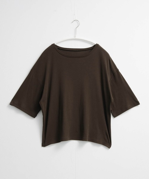 for/c(フォーシー)の「オーバーT【オーガニックコットン】(Tシャツ/カットソー・レディース・ブラック/オフホワイト/ブラウン・L/M)」の5枚目の写真