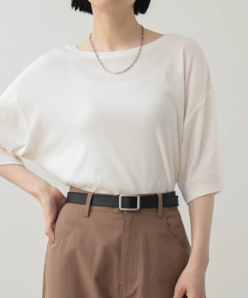 for/c(フォーシー)の「オーバーT【オーガニックコットン】(Tシャツ/カットソー・レディース・ブラック/オフホワイト/ブラウン・L/M)」の19枚目の写真