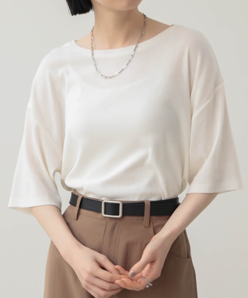for/c(フォーシー)の「オーバーT【オーガニックコットン】(Tシャツ/カットソー・レディース・ブラック/オフホワイト/ブラウン・L/M)」の20枚目の写真