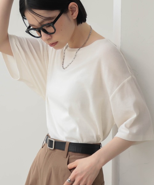 for/c(フォーシー)の「オーバーT【オーガニックコットン】(Tシャツ/カットソー・レディース・ブラック/オフホワイト/ブラウン・L/M)」の21枚目の写真