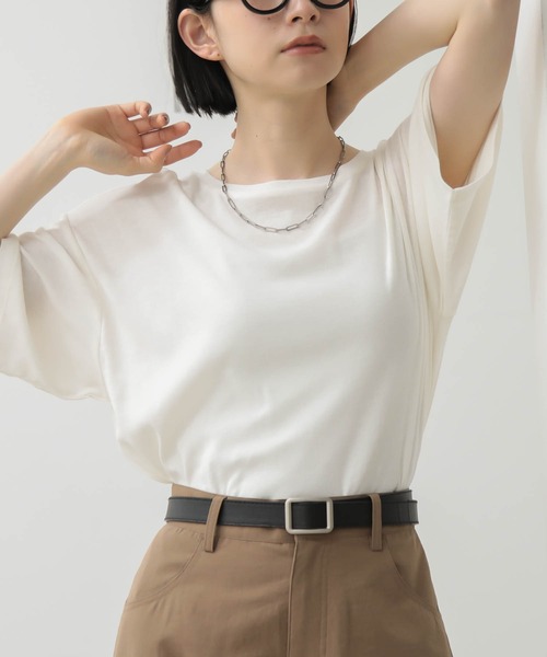 for/c(フォーシー)の「オーバーT【オーガニックコットン】(Tシャツ/カットソー・レディース・ブラック/オフホワイト/ブラウン・L/M)」の22枚目の写真