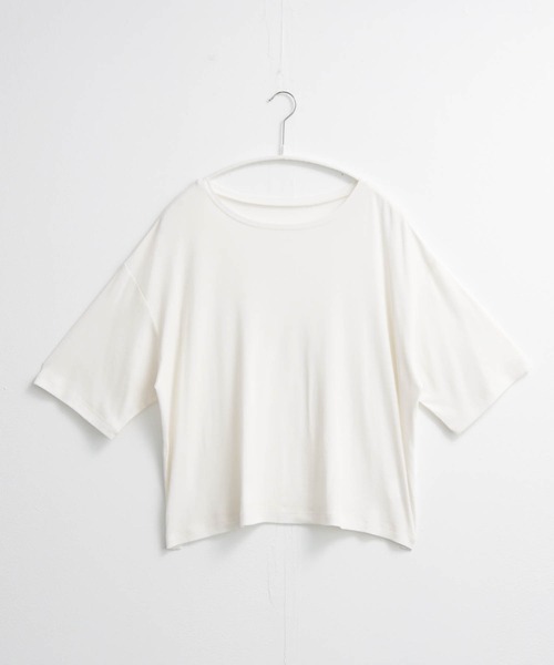 for/c(フォーシー)の「オーバーT【オーガニックコットン】(Tシャツ/カットソー・レディース・ブラック/オフホワイト/ブラウン・L/M)」の6枚目の写真