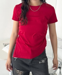 サイドギャザー半袖コンパクトTシャツ