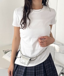 サイドギャザー半袖コンパクトTシャツ