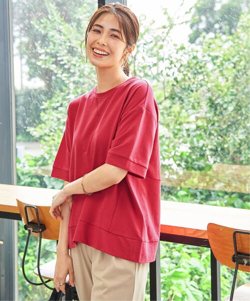 ikka(イッカ)の「冷感スウェットライク半袖プルオーバー(Tシャツ/カットソー・レディース・ブルー/オフホワイト/グリーン/レッド/ライトグレー/チャコール・L/M/S)」の8枚目の写真