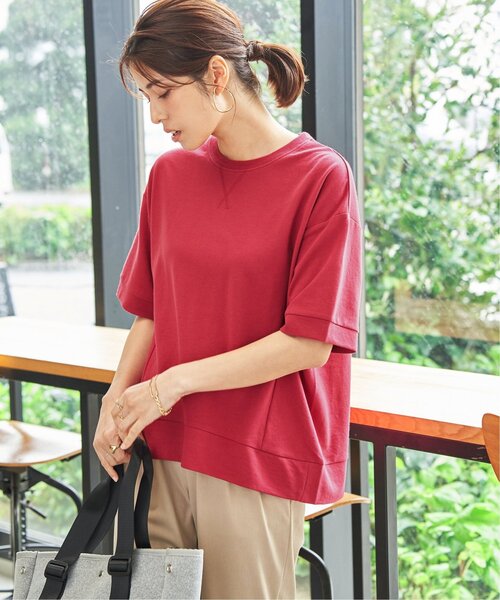 ikka(イッカ)の「冷感スウェットライク半袖プルオーバー(Tシャツ/カットソー・レディース・ブルー/オフホワイト/グリーン/レッド/ライトグレー/チャコール・L/M/S)」の10枚目の写真