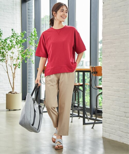 ikka(イッカ)の「冷感スウェットライク半袖プルオーバー(Tシャツ/カットソー・レディース・ブルー/オフホワイト/グリーン/レッド/ライトグレー/チャコール・L/M/S)」の11枚目の写真