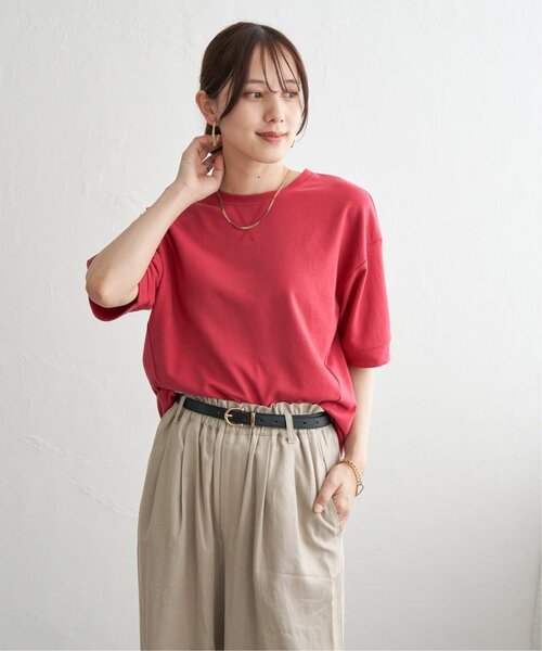 ikka(イッカ)の「冷感スウェットライク半袖プルオーバー(Tシャツ/カットソー・レディース・ブルー/オフホワイト/グリーン/レッド/ライトグレー/チャコール・L/M/S)」の14枚目の写真
