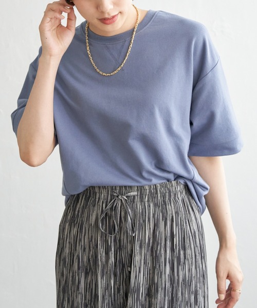 ikka(イッカ)の「冷感スウェットライク半袖プルオーバー(Tシャツ/カットソー・レディース・ブルー/オフホワイト/グリーン/レッド/ライトグレー/チャコール・L/M/S)」の5枚目の写真